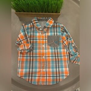Rocawear Boys Long Sleeve Orange/Blue Button Down